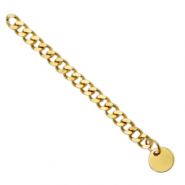 Appr&ecirc;ts en acier inox cha&icirc;nette d'extension maille gourmette m&eacute;daillon rond 8mm Dor&eacute;
