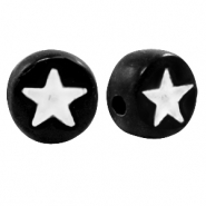 Perles lettres acryliques étoiles Noir-blanc