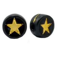 Perles lettres acryliques étoiles Noir-doré