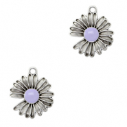 Breloques en métal DQ Marguerite Argenté antique-violet lilas (sans nickel)