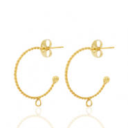 Boucles d'oreilles puces en acier Inox créoles avec anneau Doré