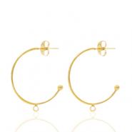 Boucles d'oreilles puces en acier Inox créoles avec anneau Doré