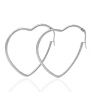 Boucles d'oreilles en acier Inox coeur Argenté