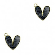 Pendentifs en résine coeur Doré-anthracite