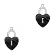 Pendentifs en résine fermoir coeur Argenté-anthracite