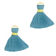 Pompons 1.5cm Dor&eacute;-bleu pierre