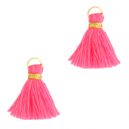 Pompons 1.5cm Dor&eacute;-rose n&eacute;on