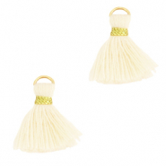 Pompons 1.5cm Dor&eacute;-blanc cass&eacute;