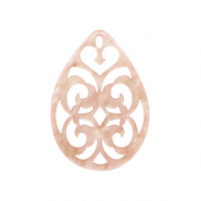 Pendentifs en résine goutte baroque 38x27mm beige pêche