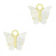 Pendentifs en résine papillon Doré-blanc cassé