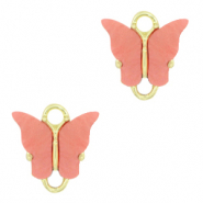 Pendentifs en résine connecteur papillon Doré-rouge corail