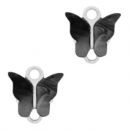 Pendentifs en résine connecteur papillon Argenté-anthracite
