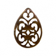 Pendentifs en résine goutte baroque 38x27mm Marron caramel