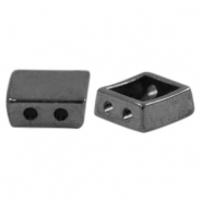 Perles en métal DQ duo beads carré Argenté anthracite (sans nickel)