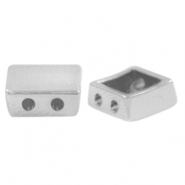 Perles en métal DQ duo beads carré Argenté antique (sans nickel)