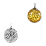 Breloques en métal DQ pièce de monnaie religieuse Argent antique-jaune transparent (sans nickel)