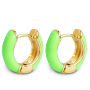 Boucles d'oreilles tendance émaillée 15mm Vert clair-doré