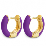Boucles d'oreilles tendance émaillée 15mm Violet-doré