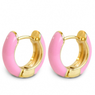 Boucles d'oreilles tendance émaillée 15mm Rose-doré