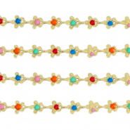 Métal TQ laiton chaîne maille jaseron fleurs Doré-multicolore