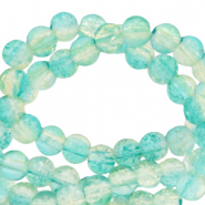Perles en verre 4 mm craquelé Bleu aqua blanchi