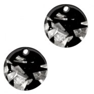 Pendentifs en résine rond 12mm argenté-noir