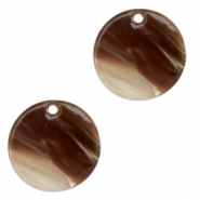 Pendentifs en résine rond 12mm Marron mélangé
