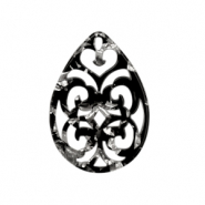 Pendentifs en résine baroque goutte argenté-noir