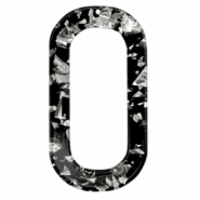 Pendentifs en résine oblong ovale argenté-noir