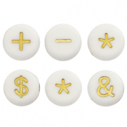 Perles lettres acryliques symbole Blanc-doré