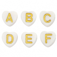 Perles lettres acryliques coeur Blanc-doré