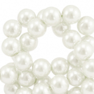 Perles en verre cirées 10mm Blanc cassé