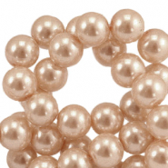 Perles en verre cirées 6mm Crème de pêche