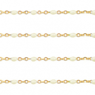Apprêts en acier inox chaîne maille jaseron 1mm Blanc cassé-doré