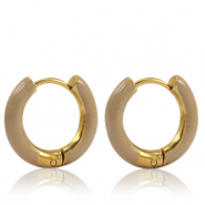 Boucles d'oreilles en acier Inox créoles émaillée 16mm Marron nude-doré