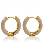 Boucles d'oreilles en acier Inox créoles émaillée 16mm Beige country-doré