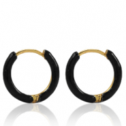 Boucles d'oreilles en acier Inox créoles émaillée 17mm Noir-doré