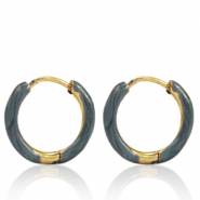 Boucles d'oreilles en acier Inox créoles émaillée 14mm Bleu gris-doré