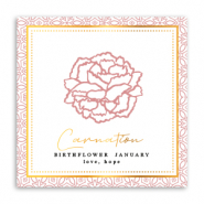 Cartes à bijoux Fleur de naissance Janvier-Œillet Rouge