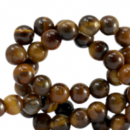 Pierres naturelles Oeil de tigre 8mm 8mm Marron doré