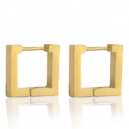 Boucles d'oreilles en acier Inox carré Doré