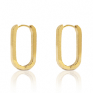 Boucles d'oreilles en acier Inox ovale Doré