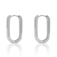 Boucles d'oreilles en acier Inox ovale Argenté