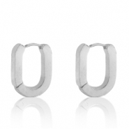 Boucles d'oreilles en acier Inox ovale Argenté