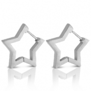 Boucles d'oreilles en acier Inox étoile Argenté
