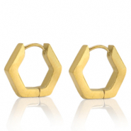 Boucles d'oreilles en acier Inox hexagone Doré