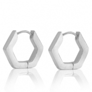Boucles d'oreilles en acier Inox hexagone Argenté