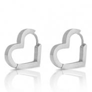 Boucles d'oreilles en acier Inox coeur Argenté