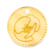 Breloques Plexx 20mm Fleur de naissance Août - Coquelicot Doré