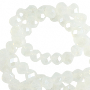 Perles à facettes 8x6mm disque Heishi Crystal laiteux-pearl shine coating